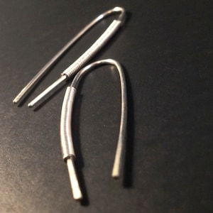 Sterling Silver Threader Earrings - Simple Sterling Silver Jewelry - Wire Wrapped Earrings - Edgy Modern Earrings - Dangle Threader Earrings