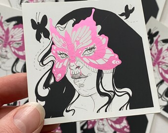 Butterfly Mask | Metallic Vinyl Sticker
