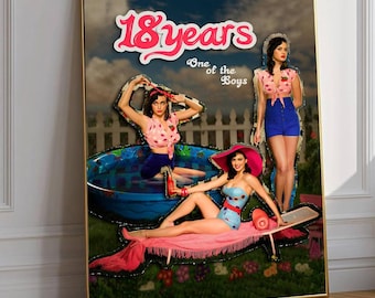 Katy Perry 18th Birthday Poster, One of the Boys Inspired Print, Custom Photo Collage Wall Art, Teen Birthday Decor Gift