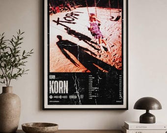 Korn Poster ungerahmt, Nu Metal Album Wandkunst, Grunge Rock Musik Druck, Vintage Tracklist Poster, alternatives Raumdekor Geschenk