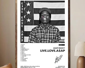 Rocky Live Love Asap Poster, Hip Hop Album Cover Print, Rap Music Wall Art, Vintage Music Poster Decor Gift (Unframed)