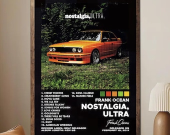 Frank Ocean Nostalgia Ultra-poster, albumhoes kunst aan de muur, decor muziekkamer, hiphopalbumafdruk (ingelijst)