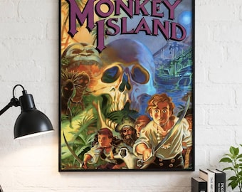 The Secret of Monkey Island Poster, Retro Gaming Wall Art, Monkey Island Game Print, Vintage Video Game Decor, Unframed Gamer Poster