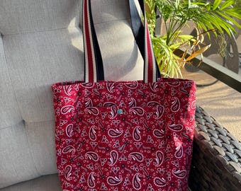 Red Paisley Tote