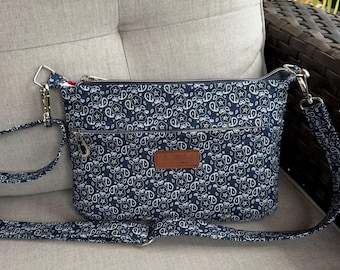 Navy Paisley Crossbody Bag