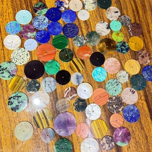 Natural Gemstone Watch Dial Discs | Mixed Stones Round Flat Cabochon | Drilled Stone Dials for Watch & Jewelry Making size 20mm to 40 mm