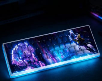 Touches Lucy Cyberpunk Edgerunners, légendes latérales, profil PBT cerise 130 touches, esthétique néon, touches mécaniques artisanales
