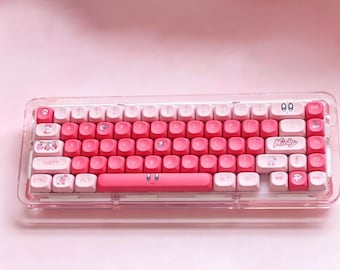 Joli couvre-touches artisanal rose sur le thème Kirby pour clavier mécanique, profil Cherry/XDA/MOA, colorant Pbt-Sub, commutateurs Mx(+), 122 pièces