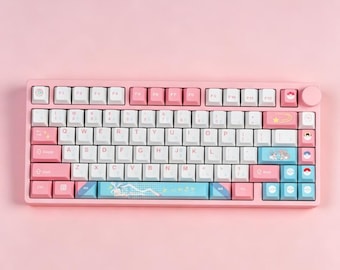 Sylveon – Eevee Fairy Keycap Set | Pokémon Theme | PBT Cherry Profile | Mechanical Keyboard Keycaps | Magical Fantasy Aesthetic | 136 Keys