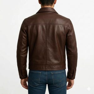 Men's Genuine Leather Jacket | Handmade Classic Biker Style, Black & Brown Coat image 4