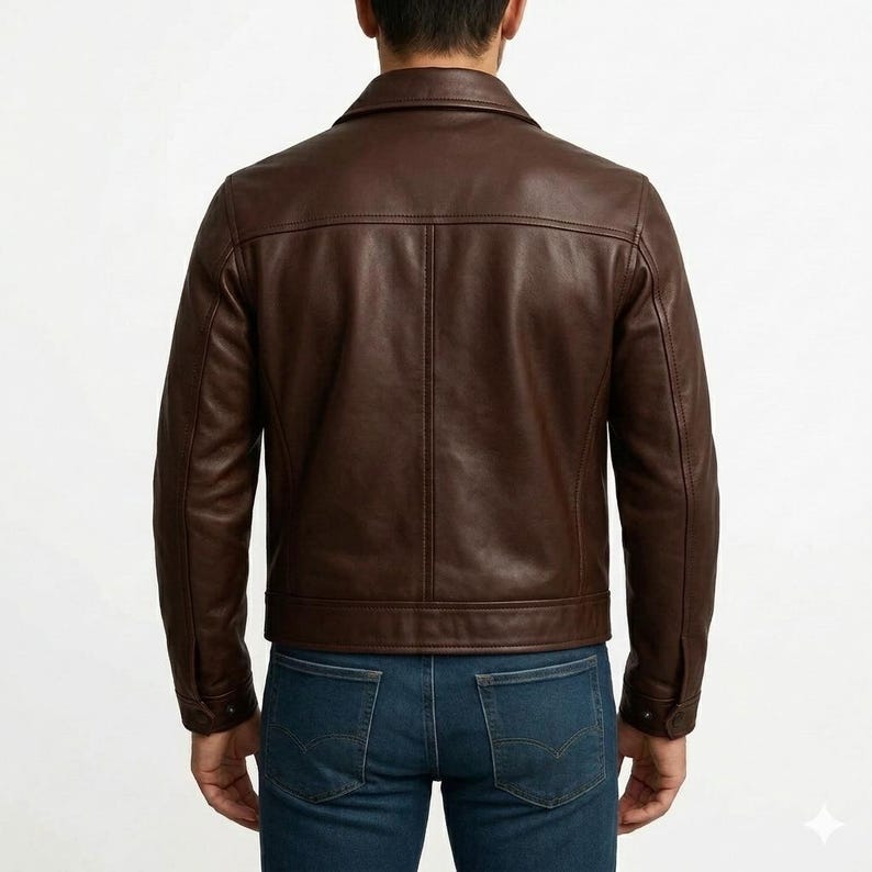 Men's Genuine Leather Jacket | Handmade Classic Biker Style, Black & Brown Coat image 4