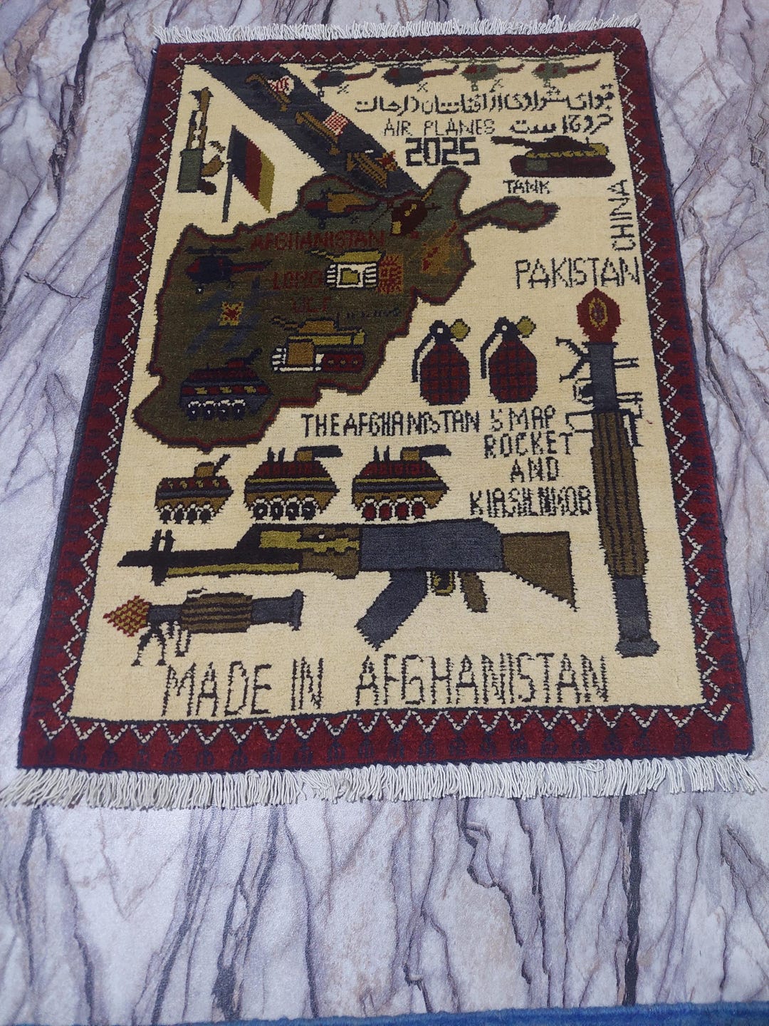 Vfw Rugs Handmade Afghan War Rug, Pictorial Design Tribal Wool,rugs,size, 2.00 X ...