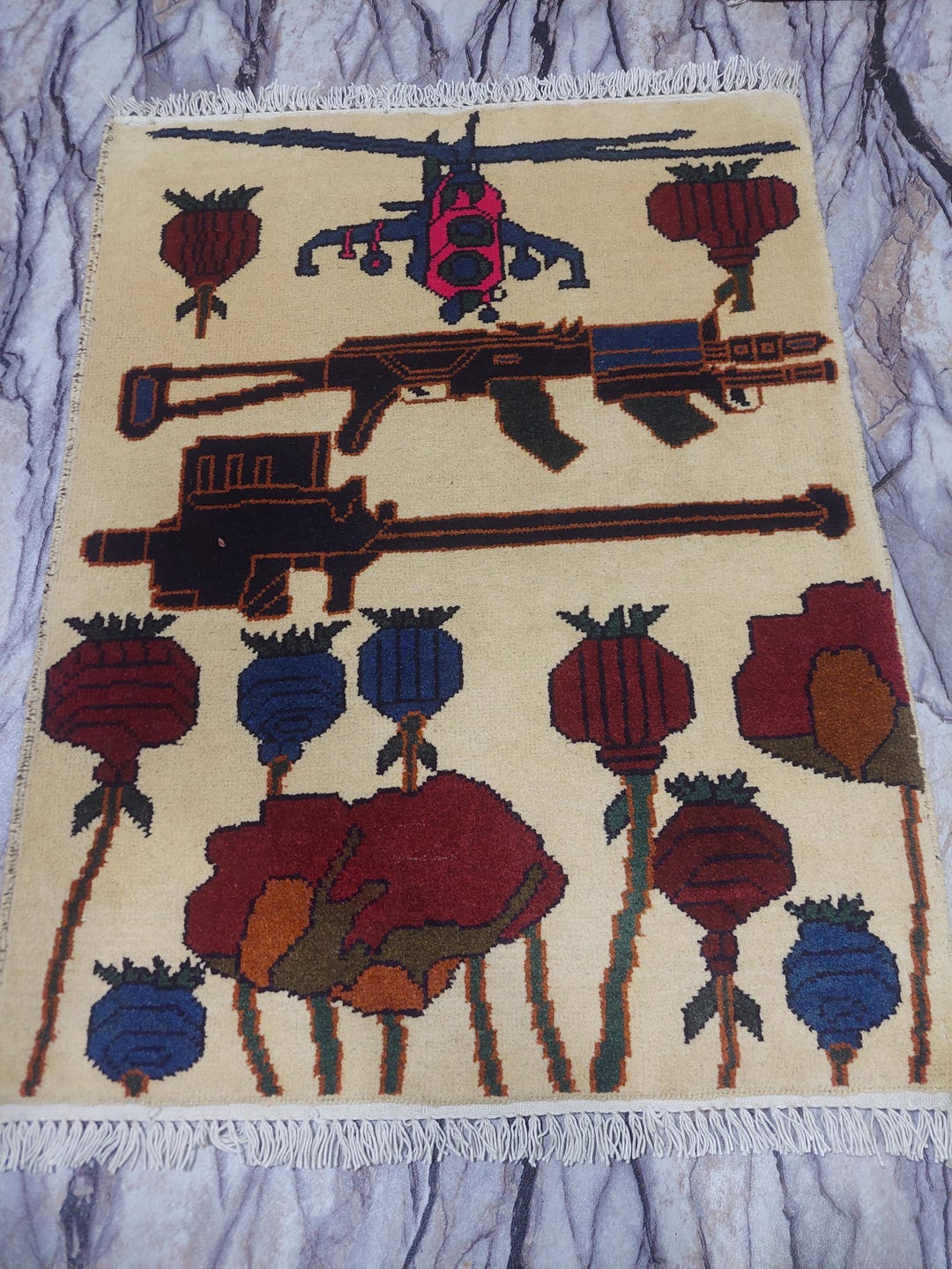 Vfw Rugs Handmade Afghan War Rug, Pictorial Design Tribal Wool,rugs,size, 2.00 X ...