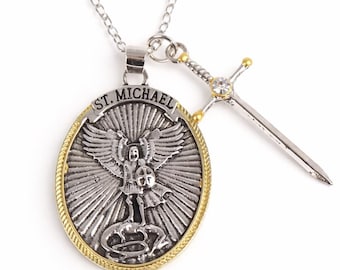 Halskette mit Medaille des Erzengels Michael, katholischer Schutzanhänger