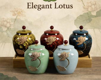 Handgefertigte Keramik Lotus Glas, Orientalische Teedose, Dekorative Ingwer Dose, Wohnkultur, Aufbewahrungsbehälter