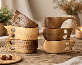Handgefertigte skandinavische Kuksa - Kaffee- & Teetasse aus natürlichem Holz