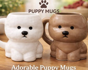 Handgefertigter Keramikbecher mit Hundewelpen-Motiv – Geschenk für Hundeliebhaber