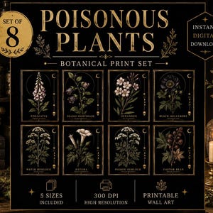 Deadly Botanicals Apothecary Prints | Poisonous Plant Wall Art | Digital Download