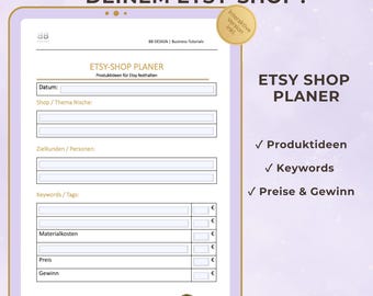 Etsy Shop Planner – Plan Etsy products, collect keywords, calculate prices & profit | Etsy Seller Planning Tool | Digital Business Planner