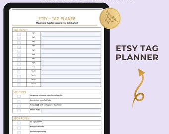 Etsy Tag Planner – Etsy SEO Tool for 13 Tags | Etsy Keyword Planning | Etsy Shop Optimization | Digital Download
