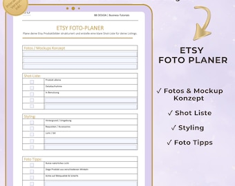 Etsy Photo Planner for Sellers | Plan Product Images | Shot List & Mockup Planning | Improve Etsy Listing Photos | Etsy Seller Tool