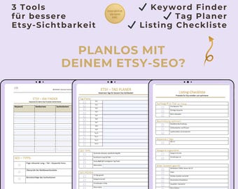 Etsy SEO Bundle | Etsy Keyword Finder + Tag Planner + Listing Checklist | Etsy SEO Tools | Etsy Listing Optimization | Etsy Seller Tool