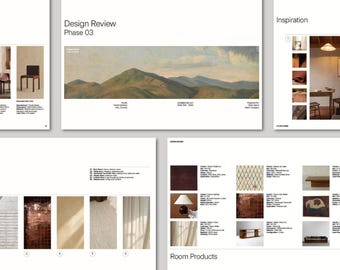 Modello di presentazione per la revisione del progetto di interior design / Fase 3 (InDesign, Canva, PowerPoint)