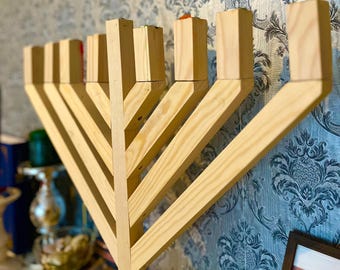 Handgemaakte houten chanoeka/menora – individueel vervaardigd