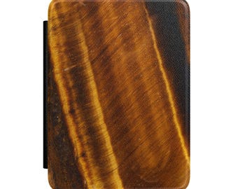 Tiger Eye Stone Kindle Case, Gemstone Pattern E-Reader Cover, Brown Gold Marble Kindle Sleeve