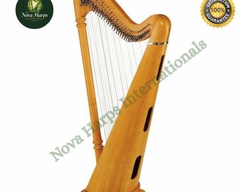 34-String Celtic Lever Pillar Harp – Handmade Sound Healing Instrument