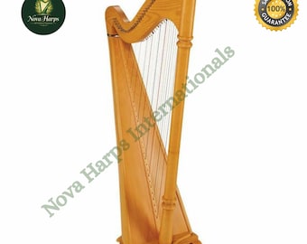 34-String Celtic Lever Pillar Harp – Handmade Sound Healing Instrument