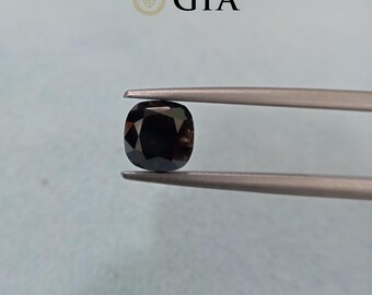 2.35 Ct GIA Certified Fancy Black Color Cushion Shape | Valentine Day Gift | Wedding Ring