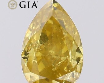 1.12 Ct Pear Shape Fancy Deep Brownish Yellow Diamond, I1 Clarity, GIA Certified