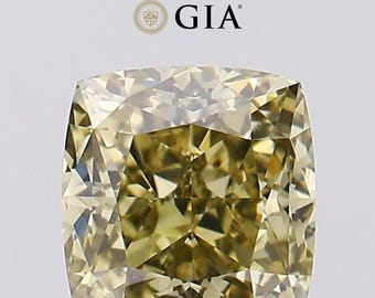 1.29 Ct Cushion Cut Fancy Dark Brown Greenish Yellow Diamond, VS2 Clarity, GIA Certified