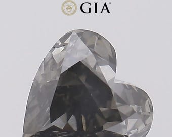 0.86 Ct Heart Fancy Dark Gray Diamond, GIA Certified Loose Stone Jewelry Ring