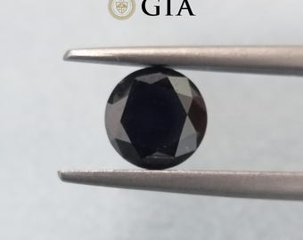 1.47 Ct GIA Certified Fancy Black Round Shape | Valentine Day Gift | Engagement Ring