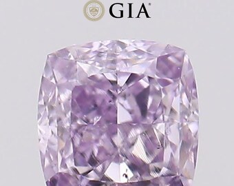 0.19 Carat Cushion, Fancy Intense Pinkish Purple GIA Certified Diamond SI1 Clarity | Engagement Ring