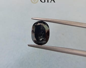 3.34 Ct GIA Certified Fancy Black Color Cushion Shape | Valentine Day Gift | Wedding Ring