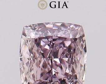 Natural GIA Cushion Modified Brilliant Cut 0.53 Carat Fancy Purplish Pink I1 Loose Diamond
