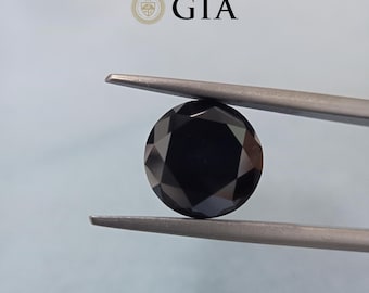 6.78 Ct GIA Certified Fancy Black Round Shape | Valentine Day Gift | Wedding Ring