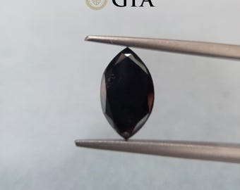 3.27 Ct GIA Certified Fancy Black Color Marquise Shape | Valentine Day Gift | Wedding Ring