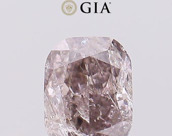1.06 CT Cushion Cut Natural Fancy Pinkish Brown Diamond, GIA Certified, Ruby Ring