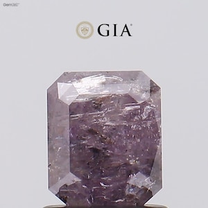 GIA-certifierad 1,07 ct fancy brunlila diamant | Slipad hörnformad rektangulär sten