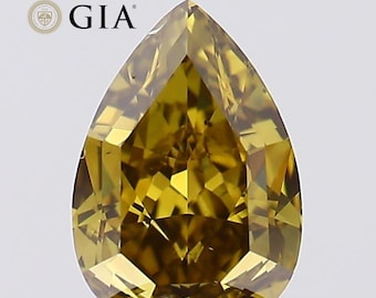 1.06 Ct Pear Shape Fancy Dark Brown Yellow Diamond, SI1 Clarity, GIA Certified