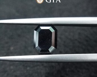 1.77 Ct Natural Fancy Black Color Emerald Shape – GIA Certified | Engagement Ring