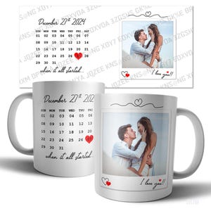 Art modifiable pour mug | Calendrier des amoureux « Là où tout a commencé »