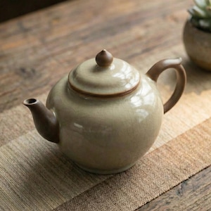 Handmade Ceramic Teapot, Japanese Stoneware Kettle, Crackle Glaze