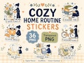 36 PNG Home Routine Planner Stickers, Cozy Daily Life Icons,GoodNotes Digital Stickers product logo