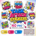 40 PNG Task Attack Stickers PNG, Productivity Digital Planner Stickers, Bold Pop Doodle To Do Stickers, Checklist Stickers for GoodNotes product logo