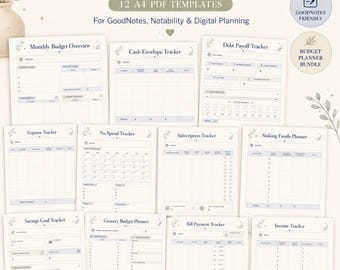 Cozy Budget Planner Pages for GoodNotes — 12 A4 PDF Templates